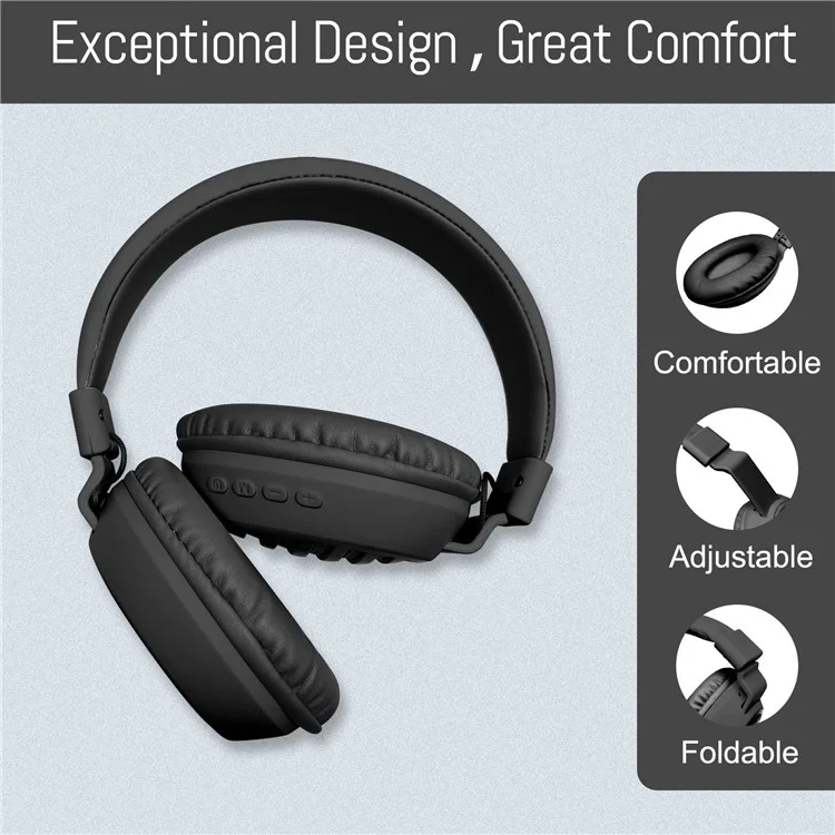 AKZ 35 Over-Ear Bluetooth-compatible Headphone Foldable Stereo Music Wireless Headset - Black