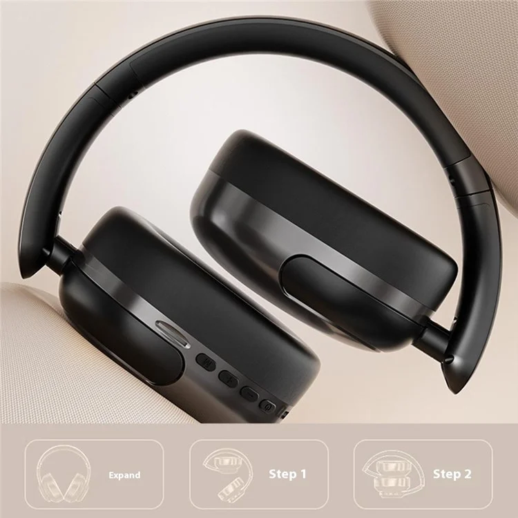 AKZ 29 Over-Ear Bluetooth-compatible Headphone Foldable Stereo Music Wireless / AUX Wired Headset - Black