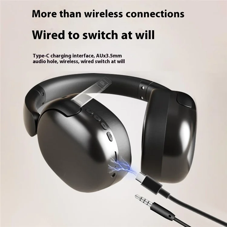 AKZ 29 Over-Ear Bluetooth-compatible Headphone Foldable Stereo Music Wireless / AUX Wired Headset - Black