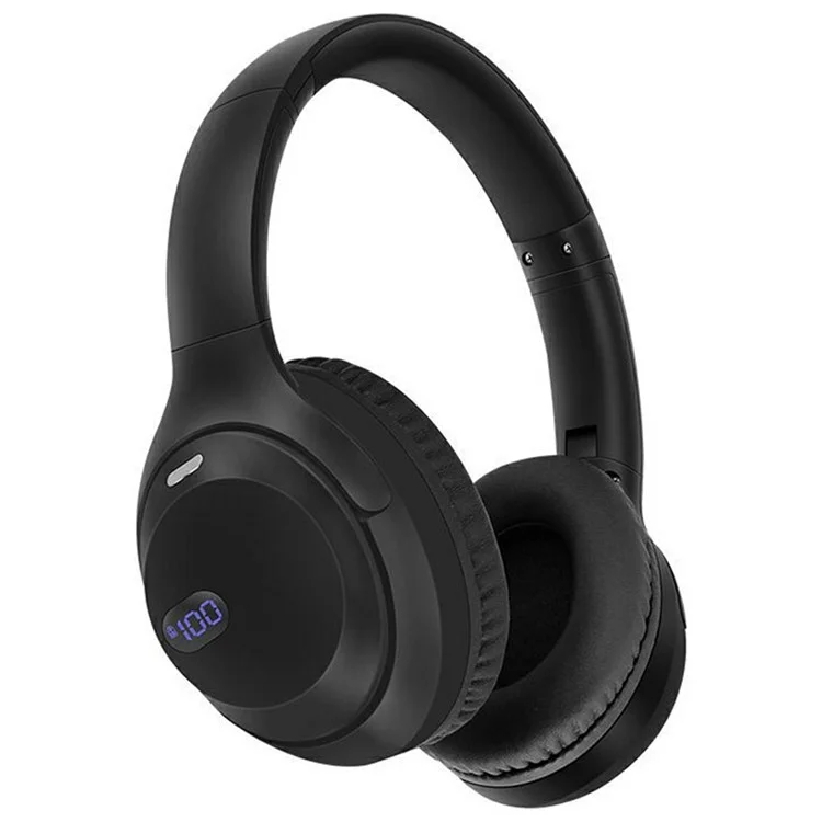 AKZ-15 Bluetooth-compatible 5.3 Over-Ear Headphones HiFi Stereo Foldable Headset with Battery Display - Black