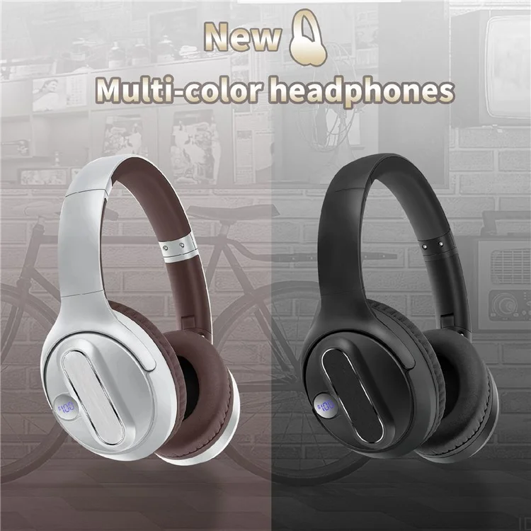 AKZ-13B Over-Ear Headphones HiFi Stereo Bluetooth-compatible 5.3 Foldable Headset with Battery Display - Black