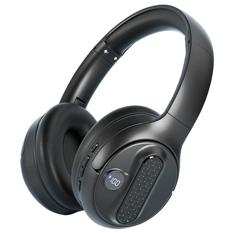 AKZ-M12 Foldable Headphones with Battery Display Bluetooth-compatible Over-Ear Headset Support TF Card