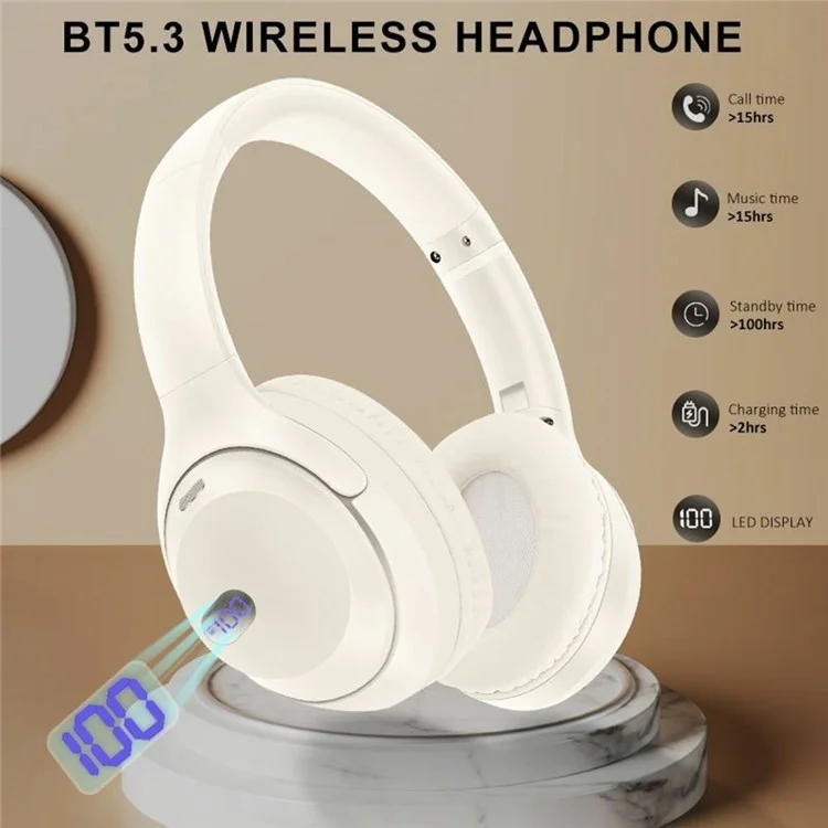 WH-1000XM4 Wireless Over-Ear Headphones with Battery Display Bluetooth-compatible Headset Support TF Card - White