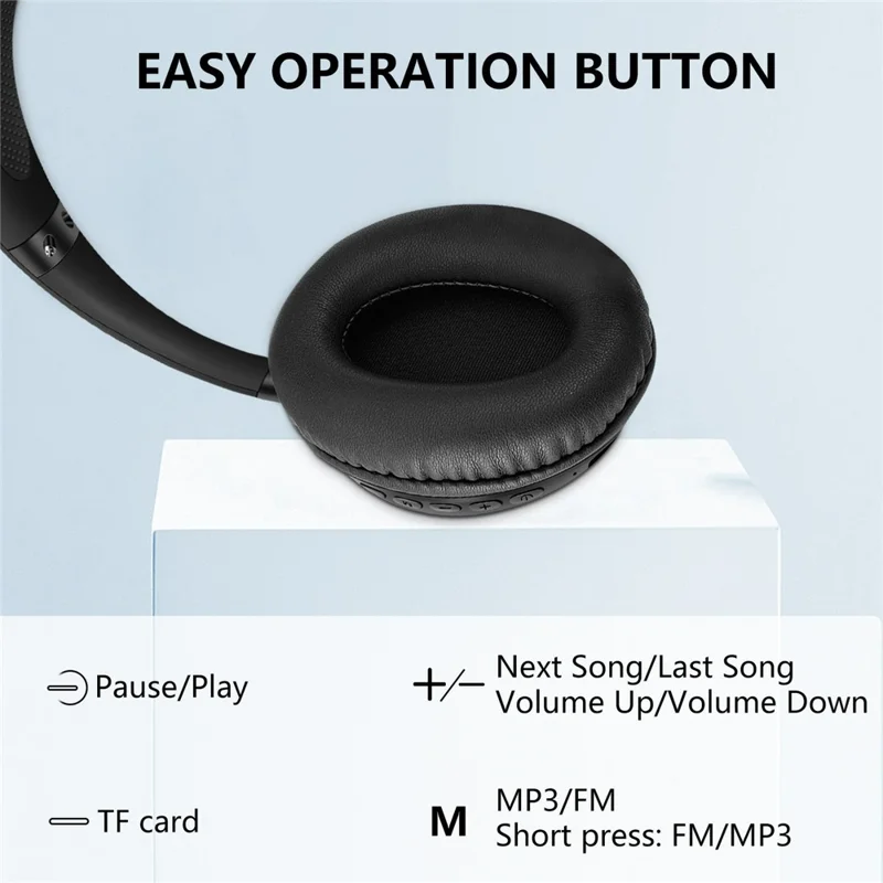 AKZ-18 Over-Ear-Kopfhörer mit Unterstützung für TF-Karte, HiFi-Sound, kabellosem Bluetooth-Headset - Schwarz