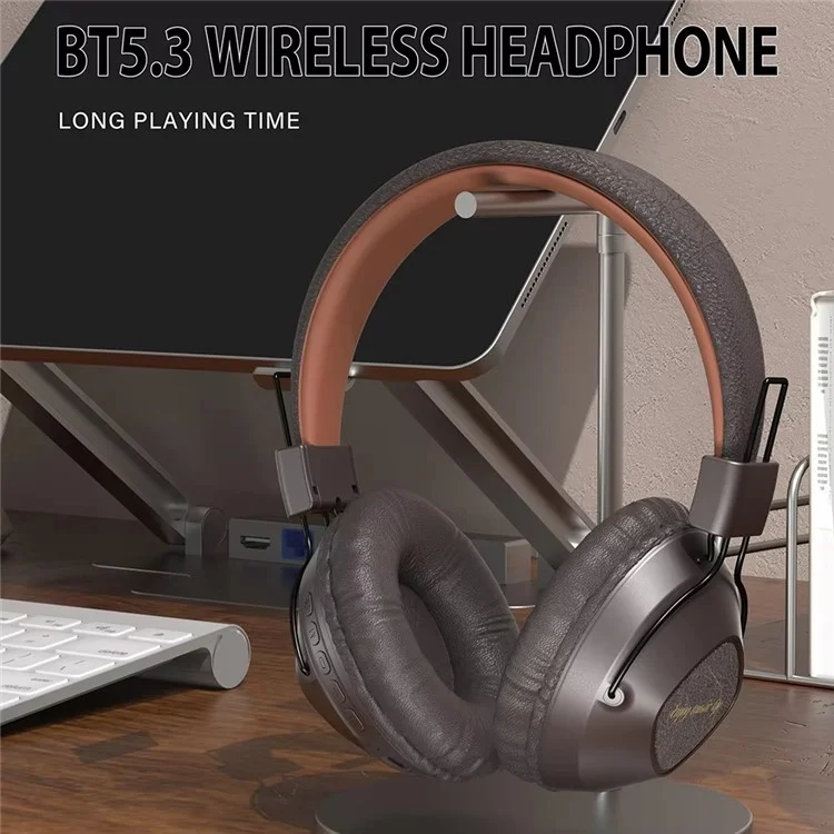 Auriculares retro AKZ-17 con soporte para tarjeta TF, plegables y con Bluetooth sobre la oreja, con conector de 3,5 mm - Negro