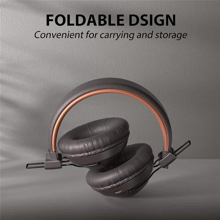 Auriculares retro AKZ-17 con soporte para tarjeta TF, plegables y con Bluetooth sobre la oreja, con conector de 3,5 mm - Negro
