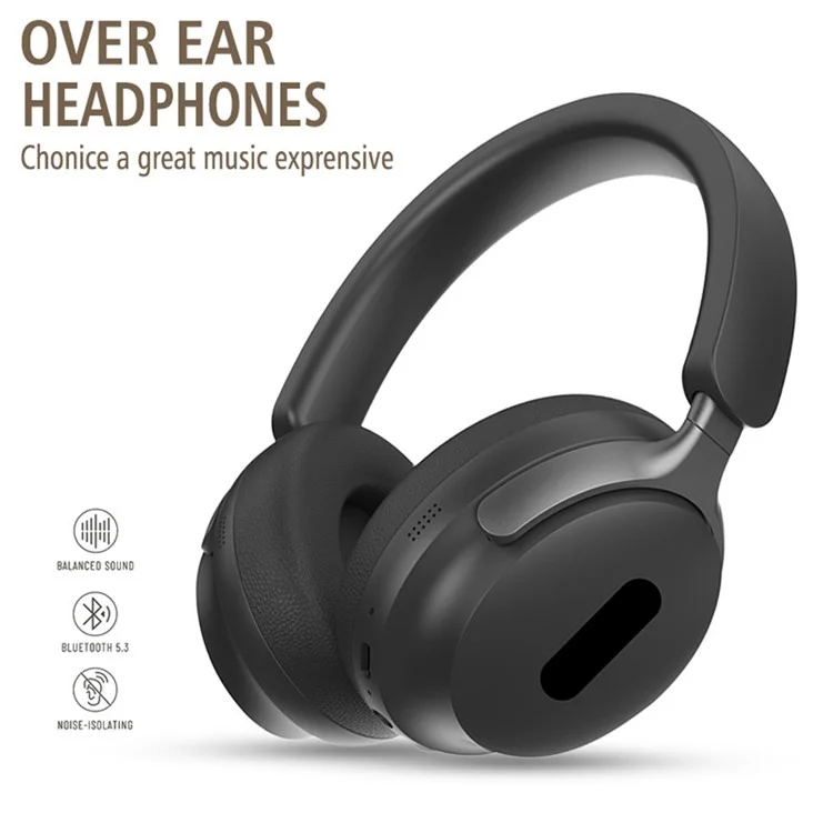 AKZ-25 Bluetooth-compatible 5.3 Over-Ear Headphones 100-Hour Standby Wireless Headset for Cellphone PC Laptop - Black