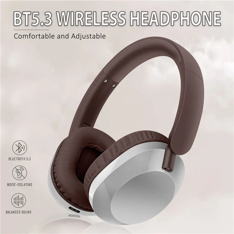 AKZ-30 Over-Ear Bluetooth-compatible 5.3 Headphones BT / TF / FM Modes HiFi Sound Wireless Headset - Brown
