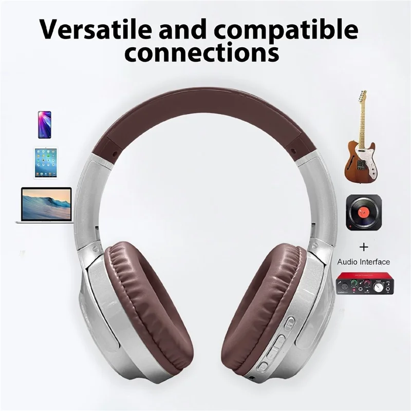 AKZ-16B Over-Ear Bluetooth-compatible Headphone Digital Display Foldable Stereo Music Headset - Black