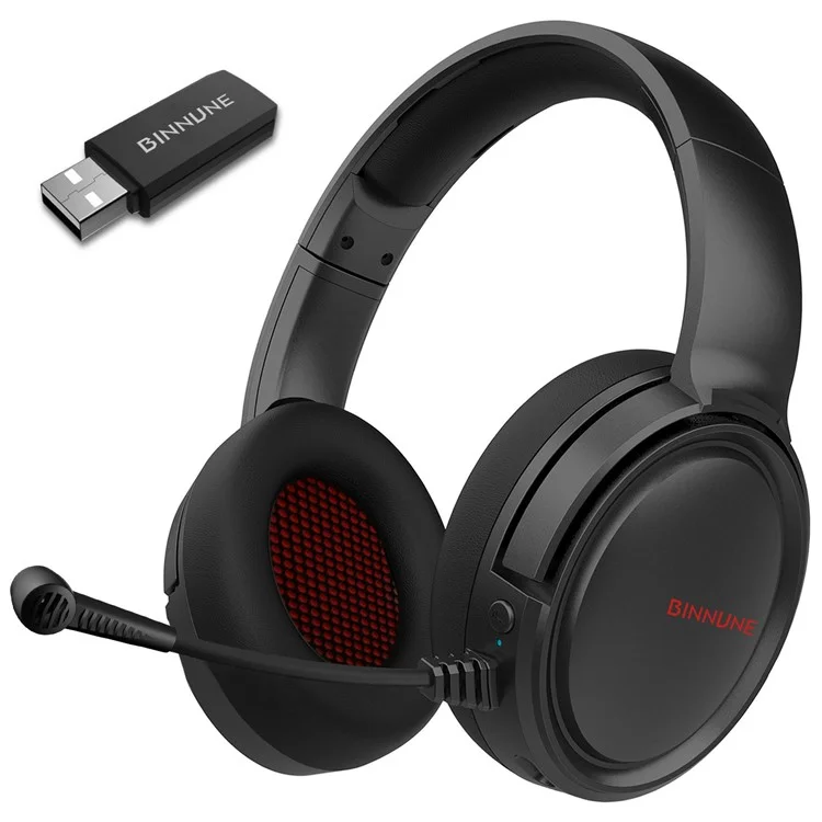 BINNUNE 2.4G + Bluetooth Gaming-Kopfhörer Over-Ear Stereo-Kopfhörer mit 3,5-mm-Klinke
