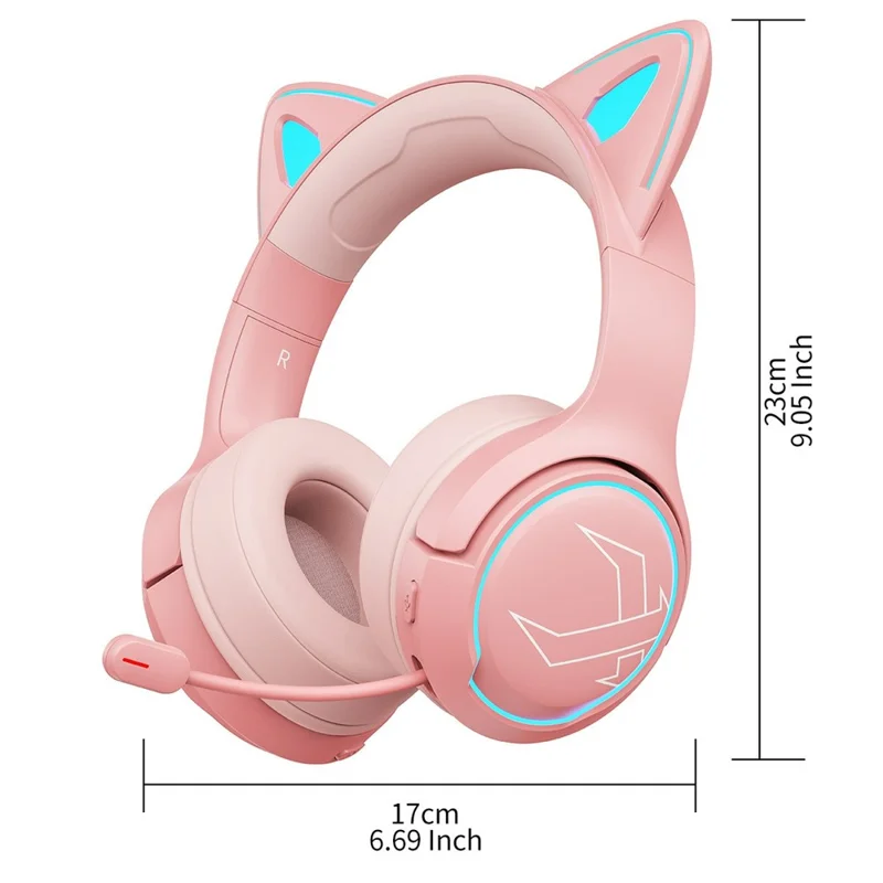 BINNUNE BW05 Cuffie da gaming con orecchie di gatto 2.4G + Bluetooth, cuffie con luce RGB e jack da 3,5 mm