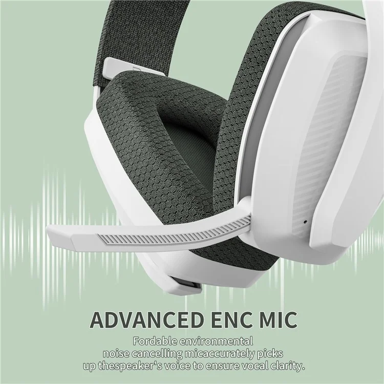 BINNUNE BW06 Bluetooth 5.3 + 2.4G Dual-Modus kabellose Gaming-Kopfhörer mit faltbarem Mikrofon - Grau+Weiß
