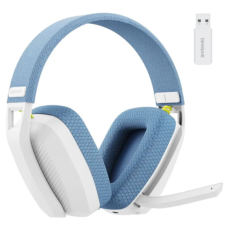 BINNUNE BW06 Bluetooth 5.3 + 2,4G Dual-Modus-Wireless-Gaming-Headset mit faltbarem Mikrofon - Blau