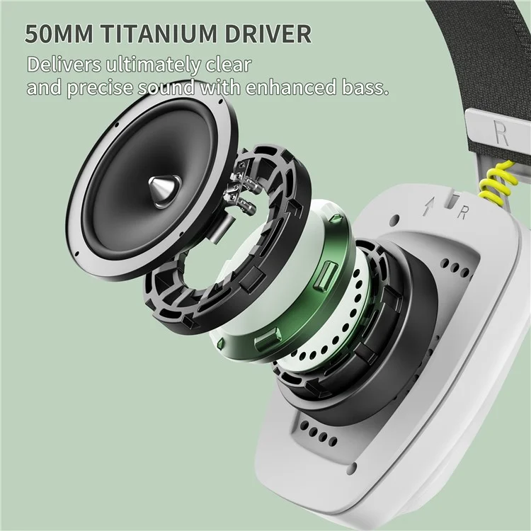 BINNUNE BW06 Bluetooth 5.3 + 2,4G Dual-Modus-Wireless-Gaming-Headset mit faltbarem Mikrofon - Blau