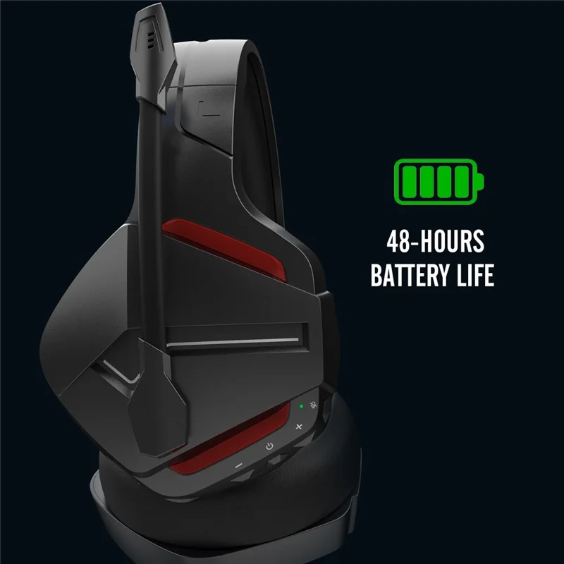 БИННУН BW01 2.4G / Bluetooth / Проводные стереонаушники с накладками для игр и музыки - Черный+Красный