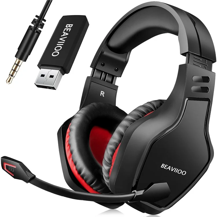 Auriculares estéreo para juegos BEAVIOO HW01 de sobre la oreja, 5.8G / Bluetooth / con cable - Rojo