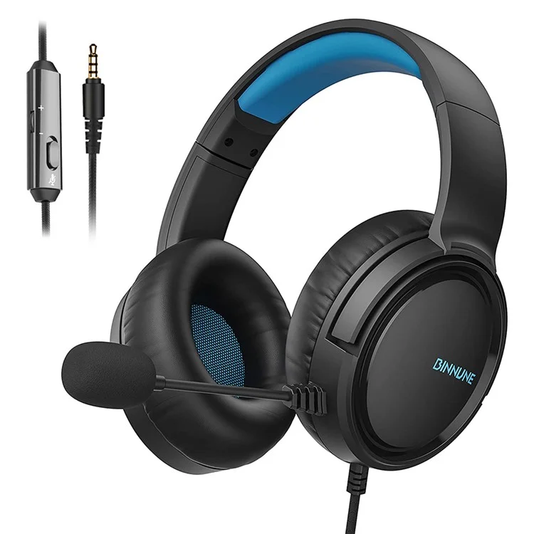BINNUNE BG02 Gaming Headset 3.5mm Wired Headphones with Microphone For PC  /  Laptop  /  Desktop - Black  /  Blue