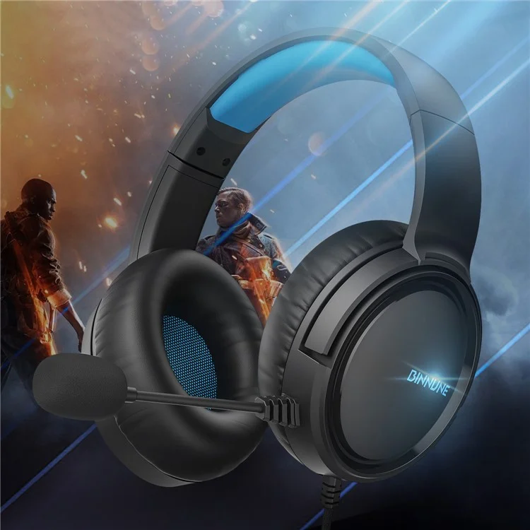 BINNUNE BG02 Gaming Headset 3.5mm Wired Headphones with Microphone For PC  /  Laptop  /  Desktop - Black  /  Blue