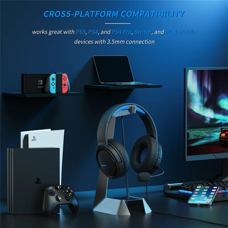 BINNUNE BG02 Gaming Headset 3.5mm Wired Headphones with Microphone For PC  /  Laptop  /  Desktop - Black  /  Red