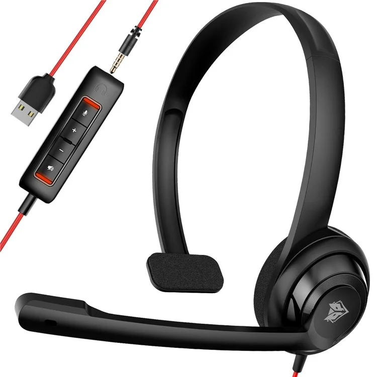 NUBWO HW02 Cuffia monoauricolare cablata USB+3,5 mm leggera per chiamate in ufficio