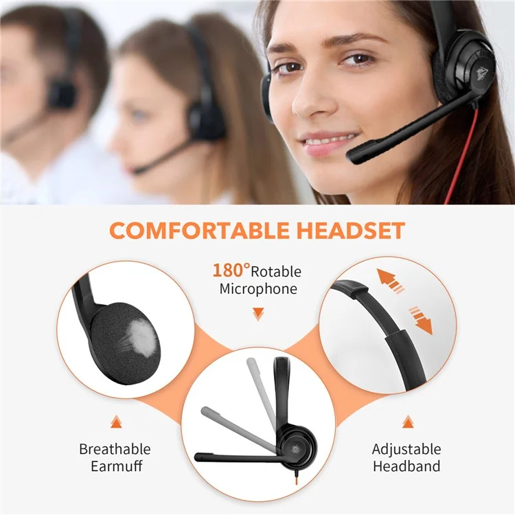 NUBWO HW02 Type-C Wired Headphone Lightweight Office Calls Laptop Headset