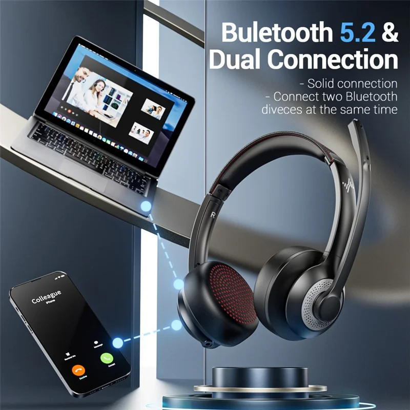 EAGLEND EH02BT+Dongle 2.4G / Bluetooth-compatible Wired Headphone Customer Service Call Center Headset - Apricot