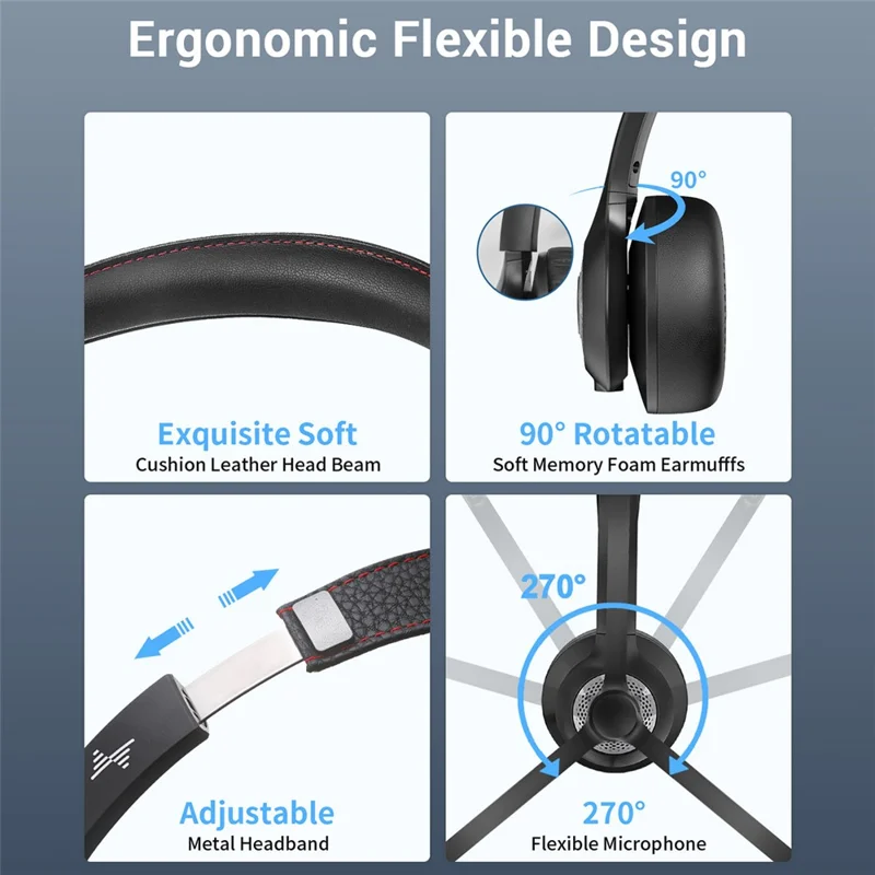 EAGLEND EH02BT+Dongle 2.4G / Bluetooth-compatible Wired Headphone Customer Service Call Center Headset - Apricot