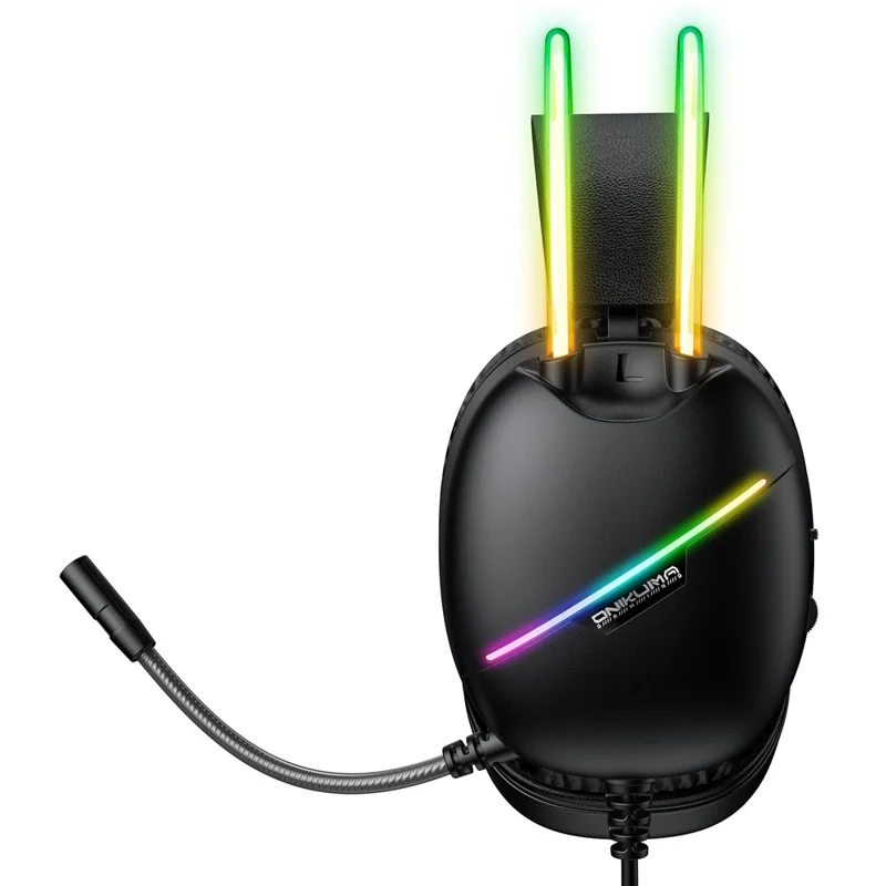 سماعة رأس للألعاب من ONIKUMA X33، سلكية بمنفذ USB وType-C، مع ميكروفون - أسود