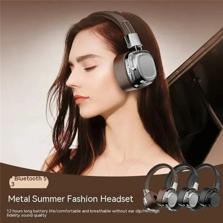 Retro Bluetooth 5.3 HiFi Sound Over Ear Kopfhörer mit Geräuschreduktion, kabellose Kopfhörer - Silber+Braun