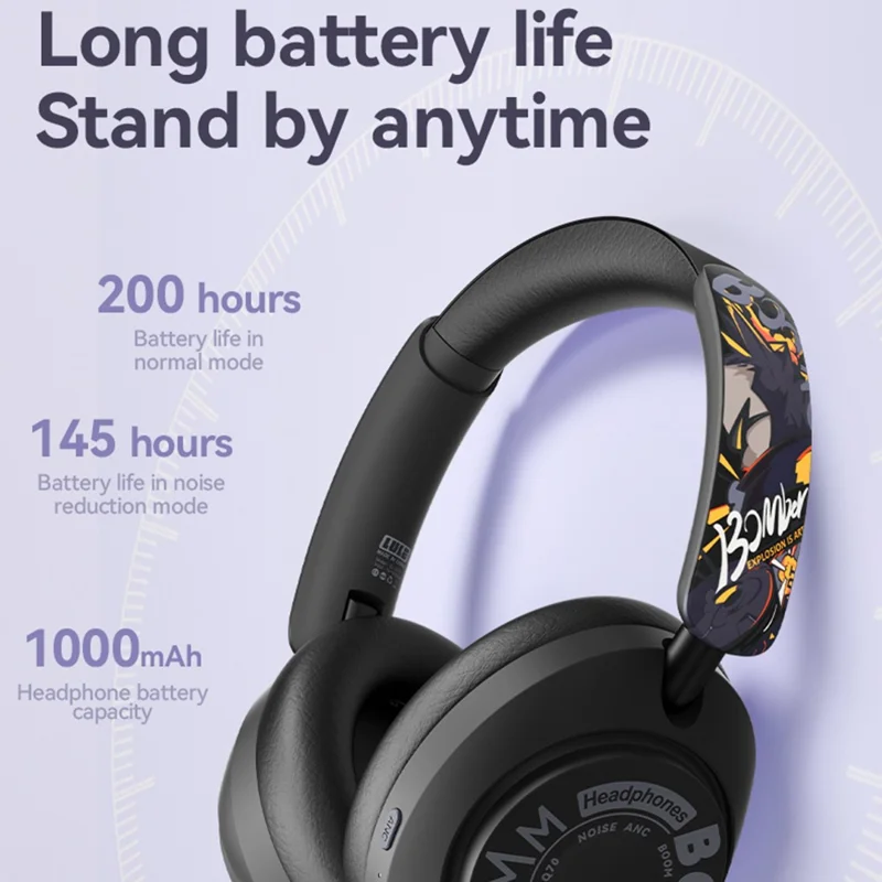 EL-GT3 Bluetooth-compatible Headphones ANC Noise Cancelling Over Ear Wireless Headset with 2.4G Receiver - Beige