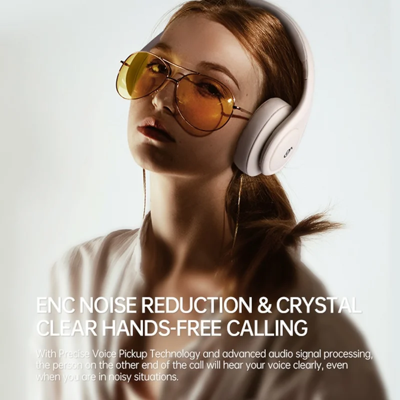 P9 Wireless Bluetooth-compatible Headphones ANC Active Noise Cancelling Deep Bass Headset - Pink