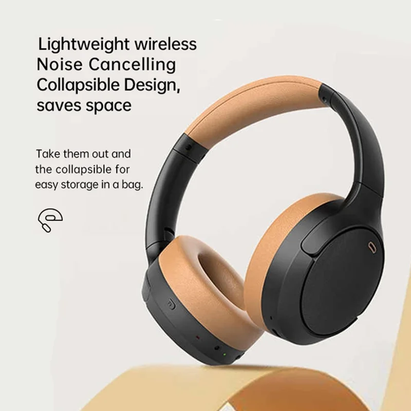 BT056 Noise Cancelling Bluetooth-compatible Headphone ANC Wireless Deep Bass Stereo Over-ear Headset - Black