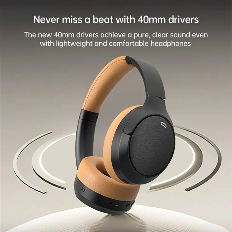BT056 Noise Cancelling Bluetooth-compatible Headphone ANC Wireless Deep Bass Stereo Over-ear Headset - Grey+Brown