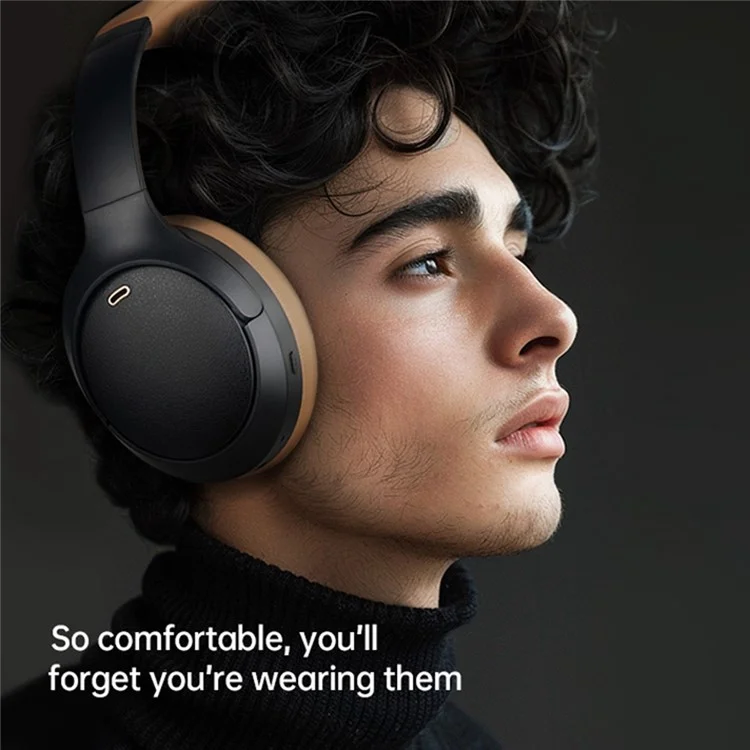BT056 Noise Cancelling Bluetooth-compatible Headphone ANC Wireless Deep Bass Stereo Over-ear Headset - Grey+Brown