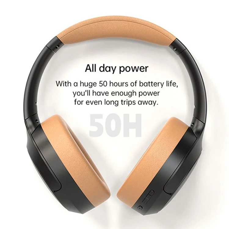 BT056 Noise Cancelling Bluetooth-compatible Headphone ANC Wireless Deep Bass Stereo Over-ear Headset - Grey+Brown