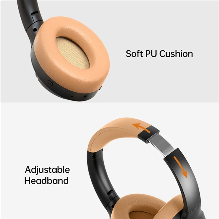 BT056 Noise Cancelling Bluetooth-compatible Headphone ANC Wireless Deep Bass Stereo Over-ear Headset - Grey+Brown