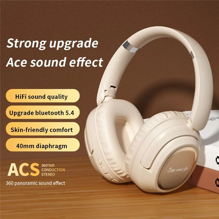 BH900 Gaming Wireless Bluetooth-compatible Headphones Hi-Fi Stereo In-Ear Noise Cancelling 40MM Driver Headset - Khaki