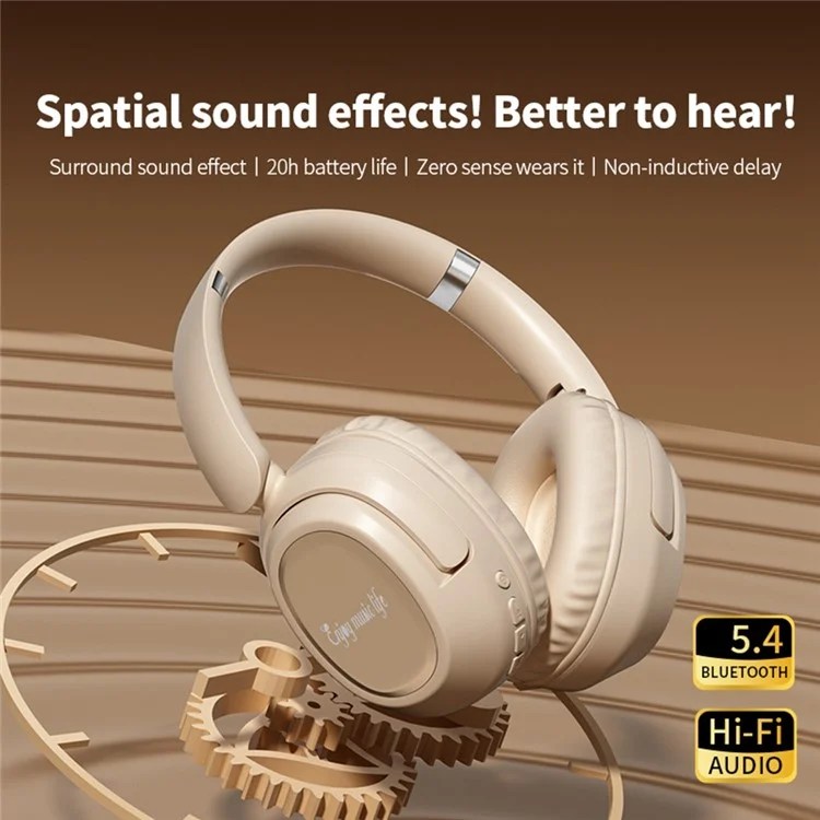 BH900 Gaming Wireless Bluetooth-compatible Headphones Hi-Fi Stereo In-Ear Noise Cancelling 40MM Driver Headset - Khaki