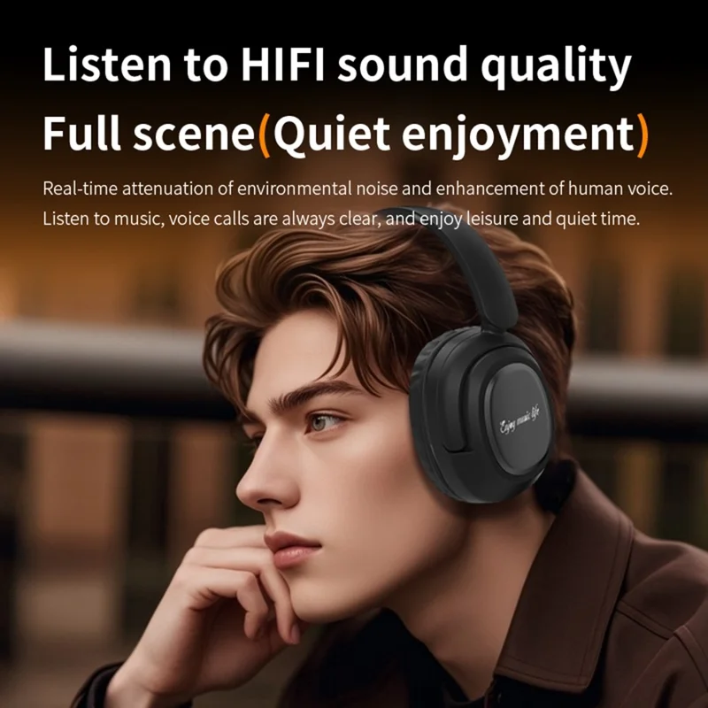 BH900 Gaming Wireless Bluetooth-compatible Headphones Hi-Fi Stereo In-Ear Noise Cancelling 40MM Driver Headset - Black