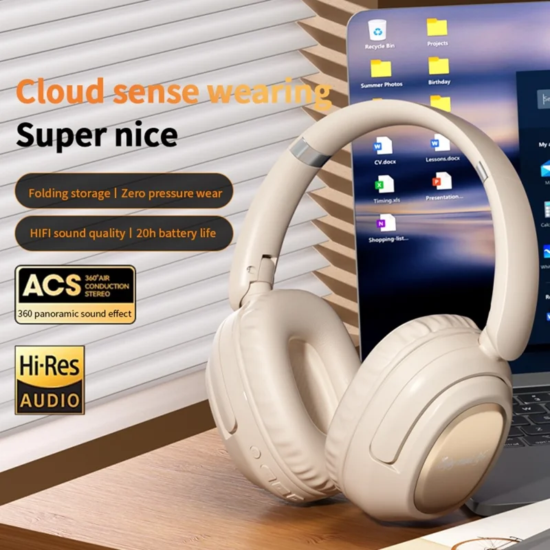 BH900 Gaming Wireless Bluetooth-compatible Headphones Hi-Fi Stereo In-Ear Noise Cancelling 40MM Driver Headset - Black