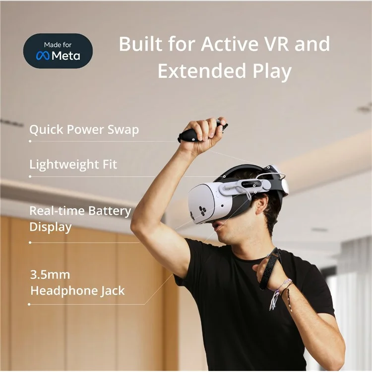 BOBOVR E3 Pro Para Meta Quest 3 / 3S Suporte de Cabeça com Bateria de 10000mAh para Headset de Realidade Virtual