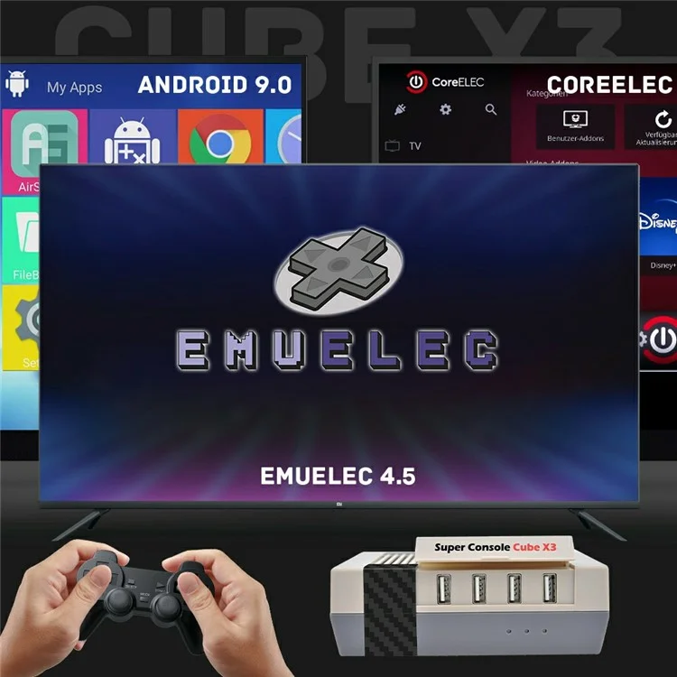 Super Console Cube X3 Console de jeux rétro multi-systèmes Boîtier TV HD avec 100 000 jeux intégrés, Gamepad, Stockage de 64 Go