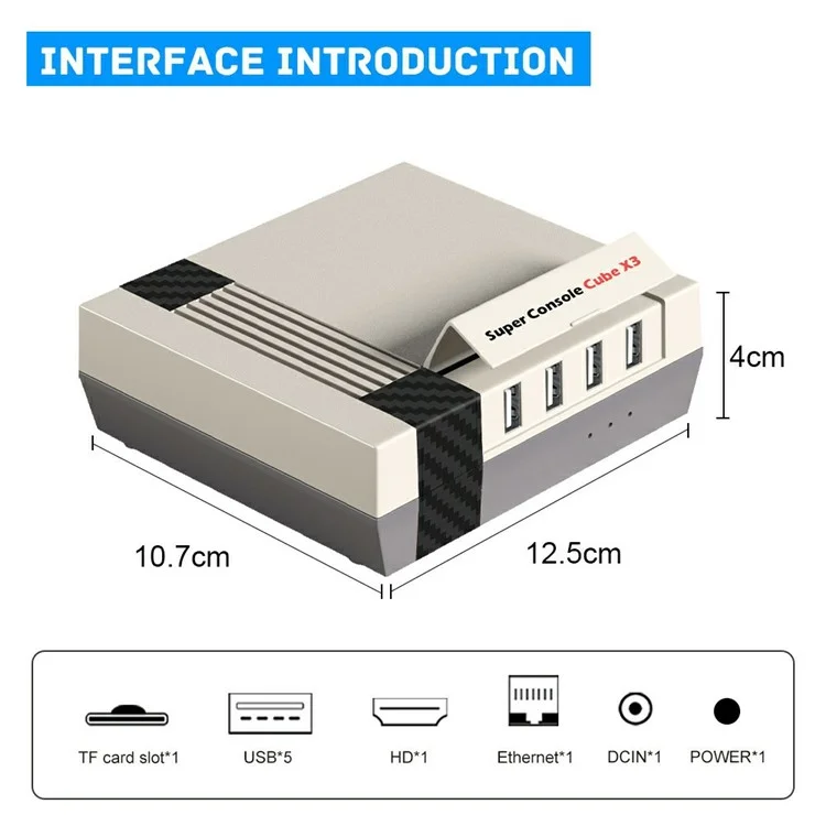 Super Console Cube X3 Three Systems Retro Gaming Console HD TV Box Built In 100000 Games with Gamepad, 256G Storage