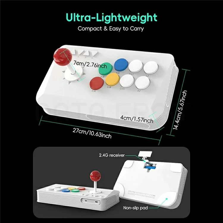 DATA FROG Y5A Fighting Joystick Controller for PC  /  Android  /  iOS  /  Switch Wireless Bluetooth-Compatible Arcade Game Station