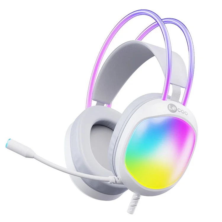 LENOVO LECOO HT410 Wired Gaming Headset LED Light USB 7.1 Surround Sound Desktop PC Headphone with Microphone - White