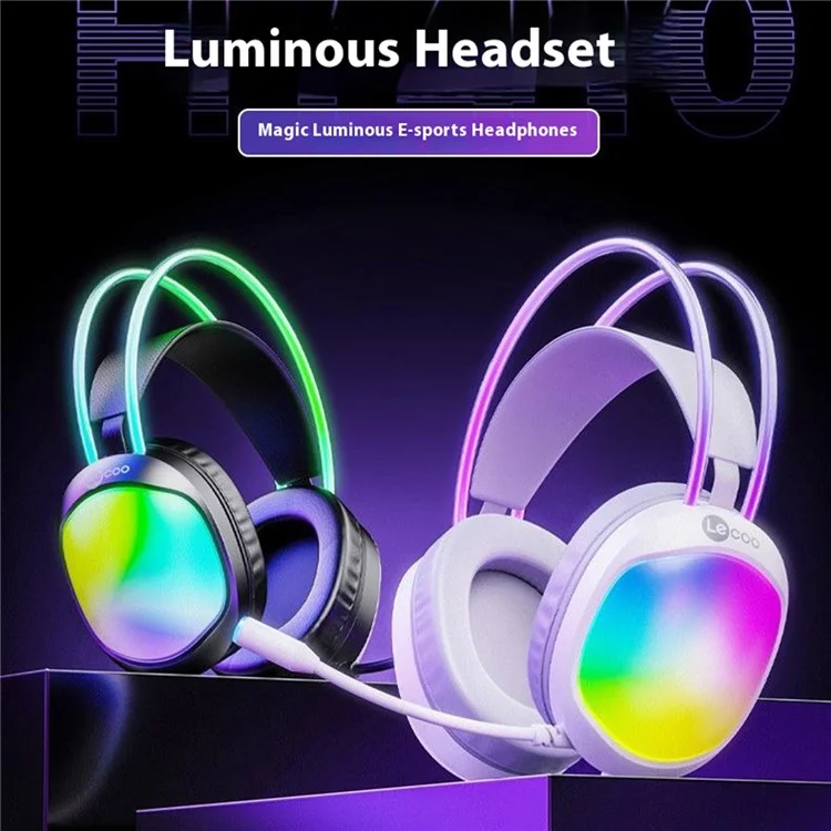 LENOVO LECOO HT410 Wired Gaming Headset LED Light USB 7.1 Surround Sound Desktop PC Headphone with Microphone - White