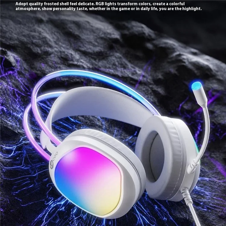 LENOVO LECOO HT410 Wired Gaming Headset LED Light USB 7.1 Surround Sound Desktop PC Headphone with Microphone - White