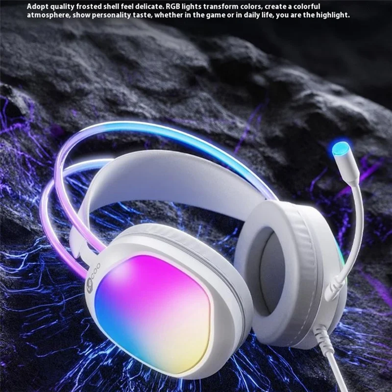 LENOVO LECOO HT410 Wired Gaming Headset LED Light USB 7.1 Surround Sound Desktop PC Headphone with Microphone - Black