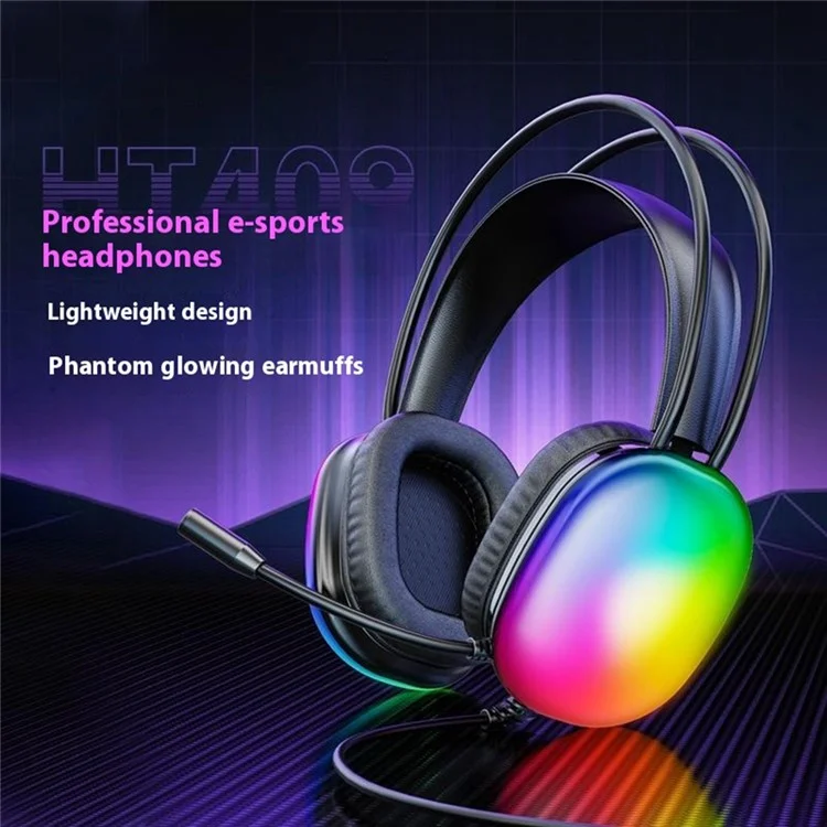 Headset Gamer com Fio LENOVO LECOO HT409 USB 7.1 com Iluminação LED, Over-Ear com Microfone - Preto