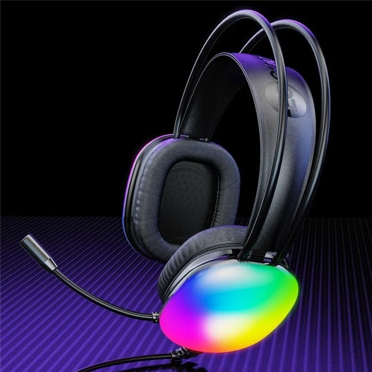 Headset Gamer com Fio LENOVO LECOO HT409 USB 7.1 com Iluminação LED, Over-Ear com Microfone - Preto